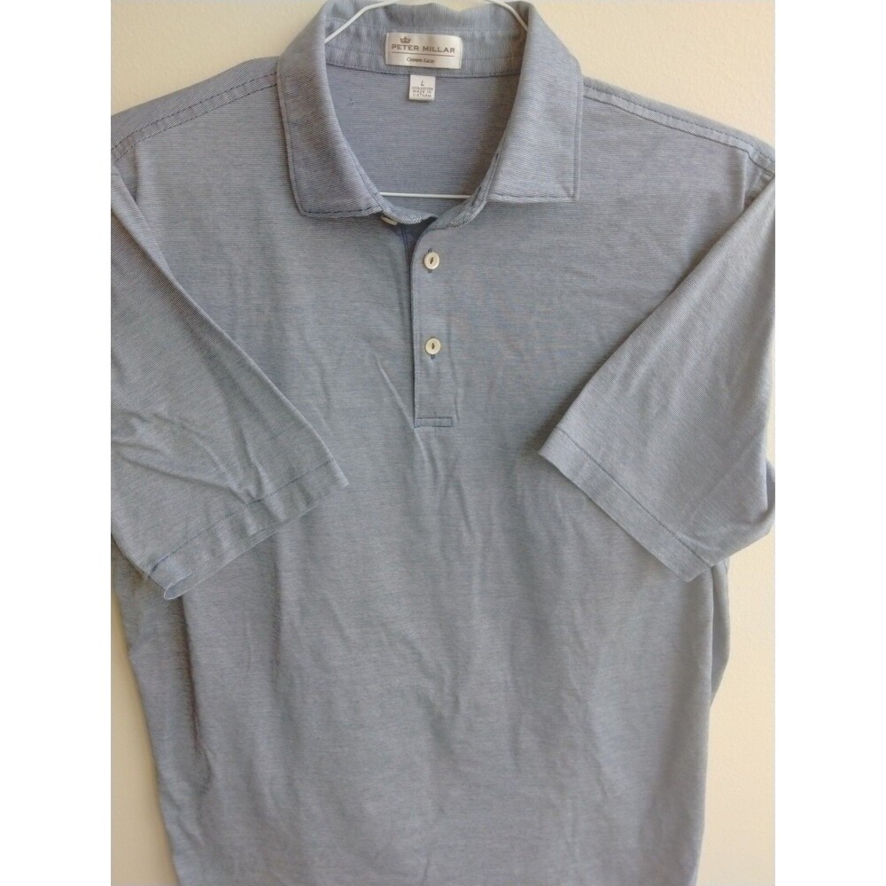 Peter Millar Crown Ease Short Sleeve Polo Shirt Men's Blue & White | XL